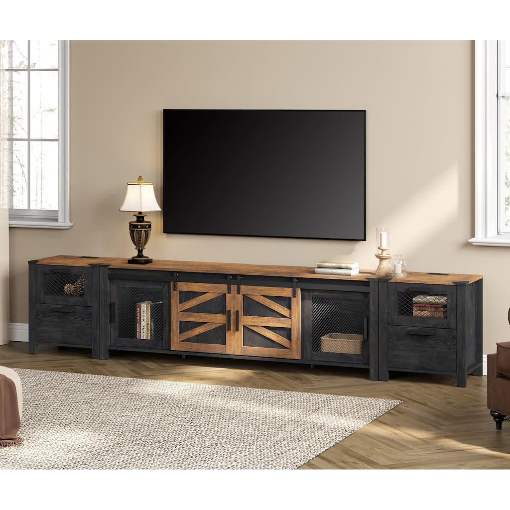 WAMPAT TV Stand set with Charging Station and Drawers - 1 Pack