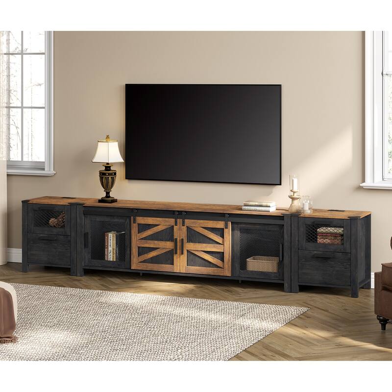 WAMPAT TV Stand set with Charging Station and Drawers - 1 Pack