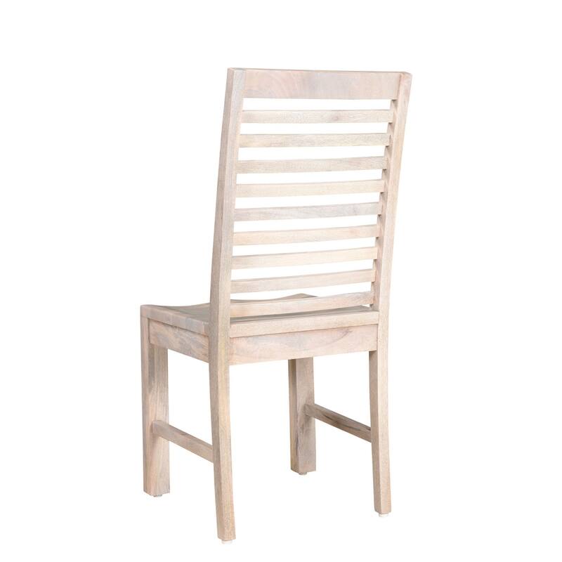 HomeRoots Set of Two White Wood Ladder Back Dining Side Chairs - 17.5' X '39.5' X '17.5