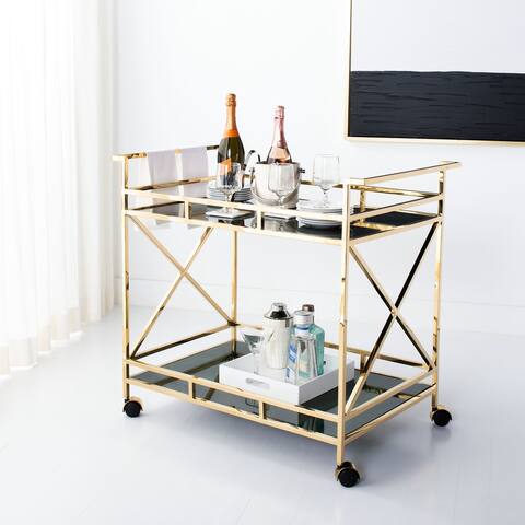 SAFAVIEH Couture Kehlani 2 Shelf Bar Cart - 36.2" W x 22" L x 31.9" H