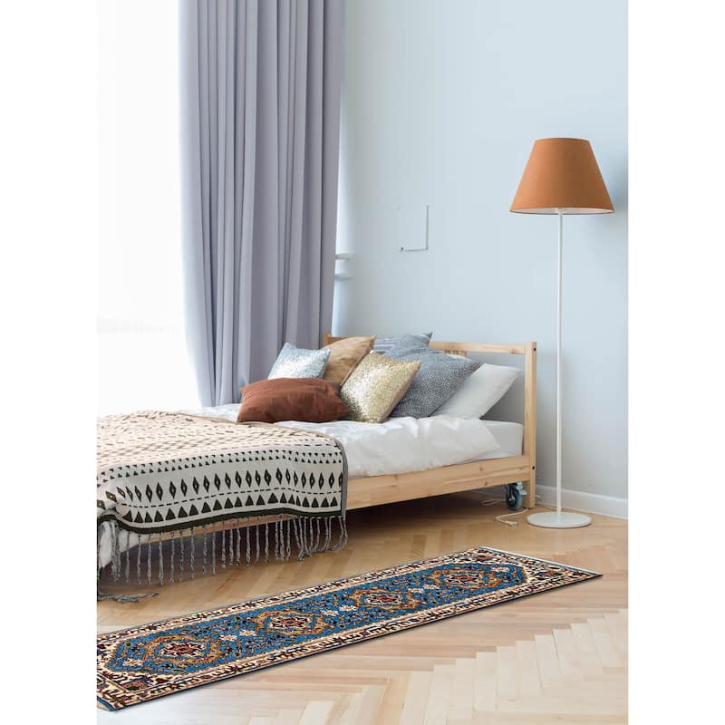 ECARPETGALLERY Hand-knotted Serapi Heritage Blue Wool Rug - 2'6 x 9'11