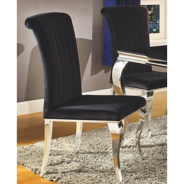 Cabriole Design Stainless Steel with Black Velvet Dining Chairs (Set of