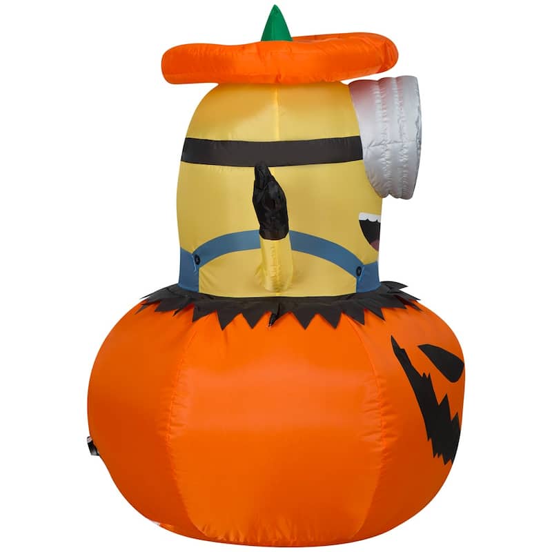 Gemmy Airblown Minion Popping Out Of Pumpkin Universal, 3 ft Tall, Multi