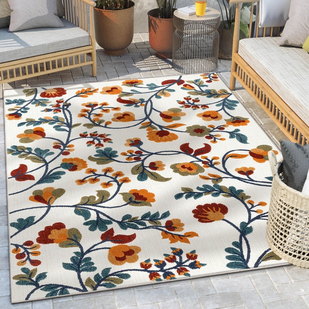 Well Woven Dorado Neveh Modern Indoor Outdoor Floral High-Low Area Rug