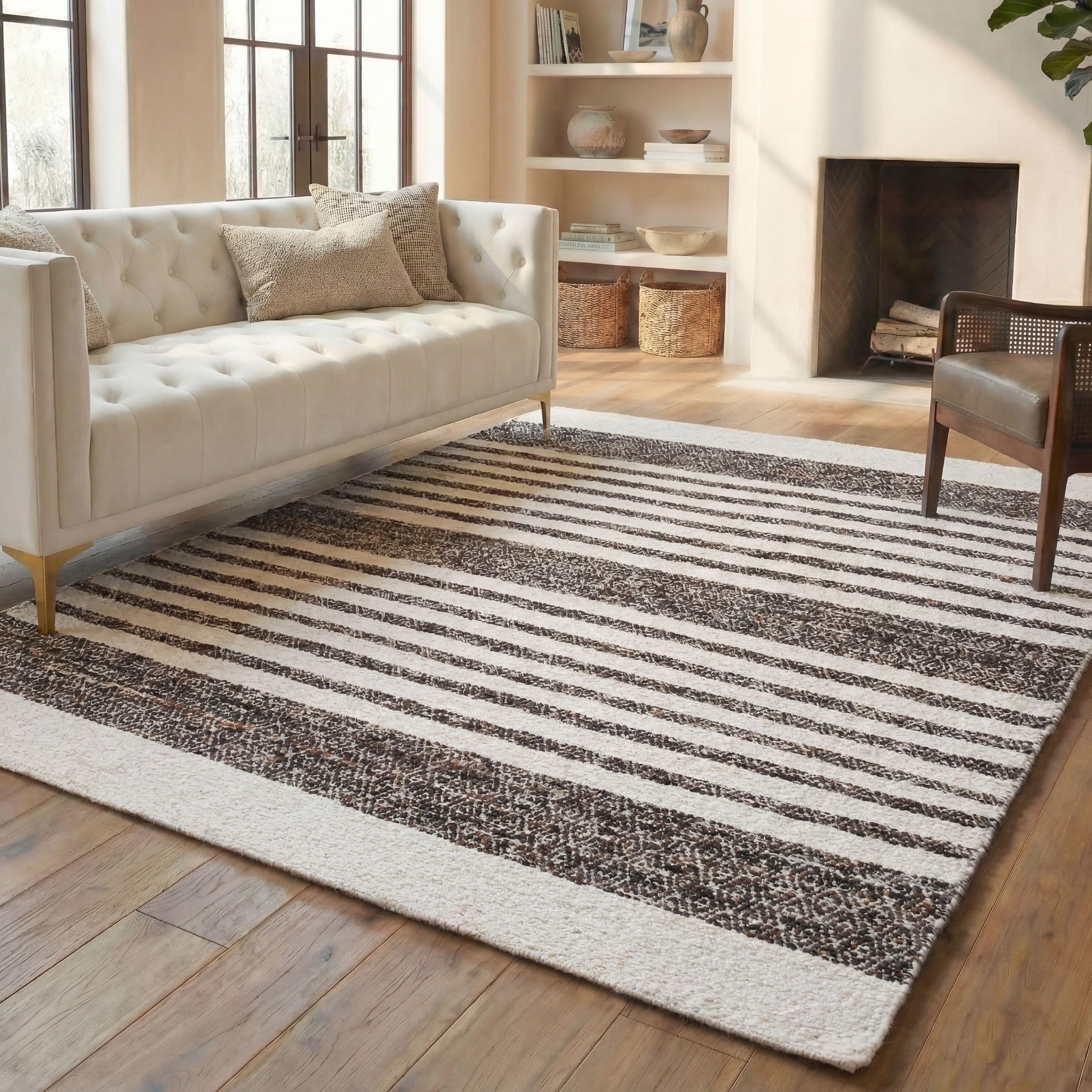 SAFAVIEH Handmade Natura Anneke Stripe Wool Rug
