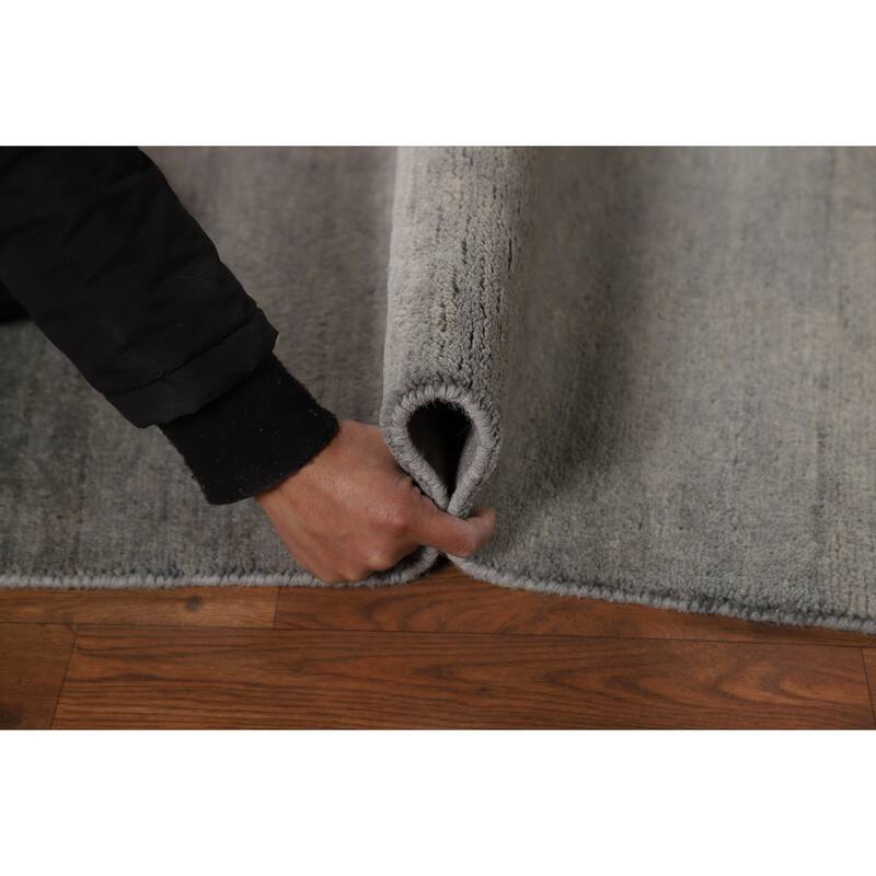 Gray Gabbeh Modern Foyer Rug Hand-Knotted Wool Carpet - 2'8"x 3'11"
