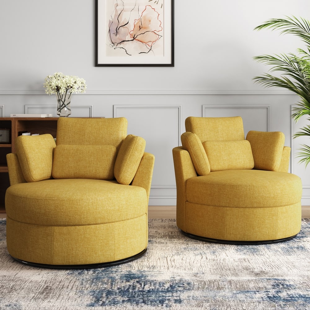 Upholstered Barrel Swivel Accent Chairs