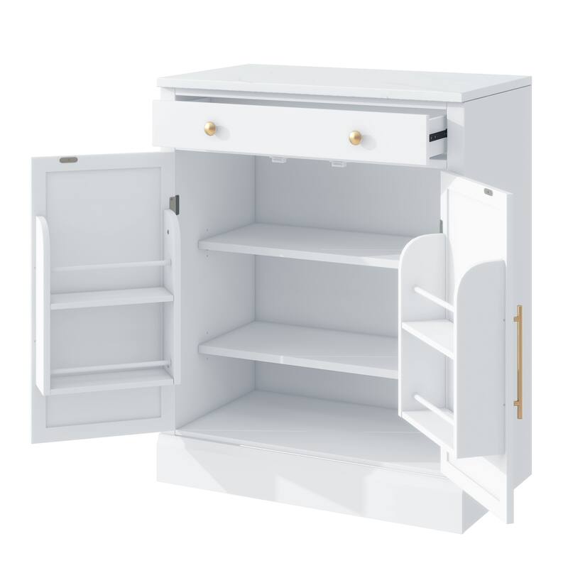 Anmytek White Freestanding Kitchen Pantry Cabinet, Buffet Coffee Bar Storage with Drawer Shelves for Dining