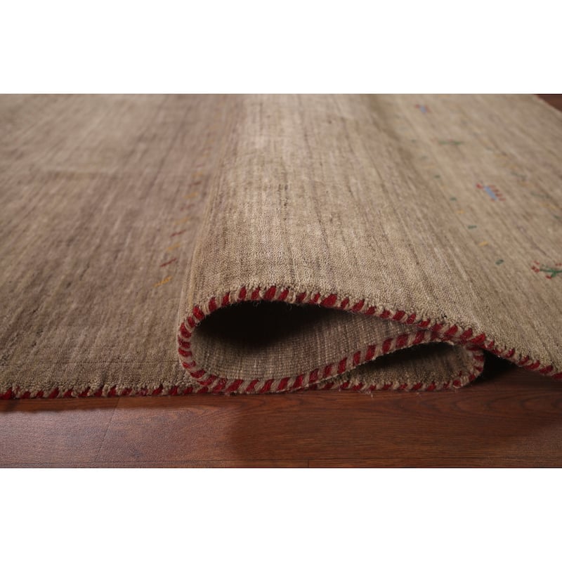 Brown Tribal Gabbeh Area Rug Handmade Wool Carpet - 8'0"x 9'8"