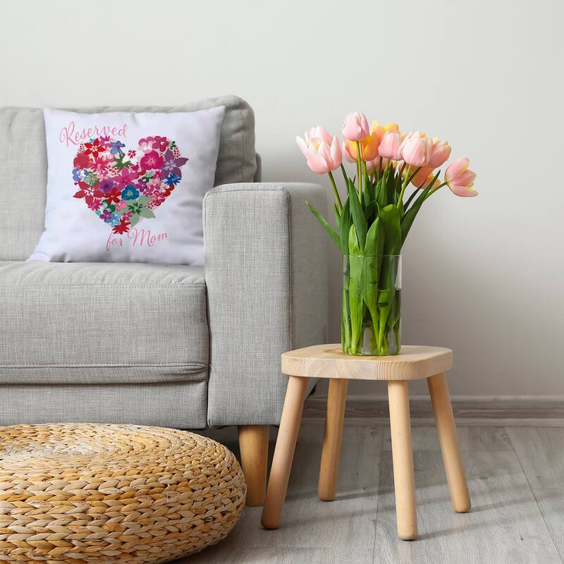 Reserved for Mom Mother's Day Heart Bouquet Decorative Throw Pillow
