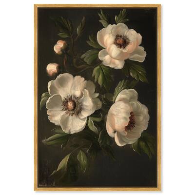 White Peonies in Dark I Canvas by Art Remedy