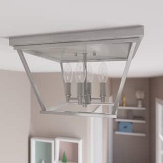 Hunter Laurel Ridge 4-Light Flush Mount Ceiling Light - Entry, Hallyway, Bathroom - Modern Farmhouse, Industrial - Damp Rated!