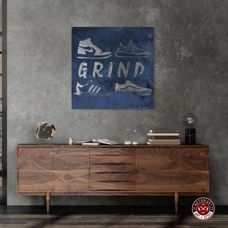 Notoriart Grind Sneakers Navy Gallery Wrapped Sneaker 1 Piece Canvas Wall Art