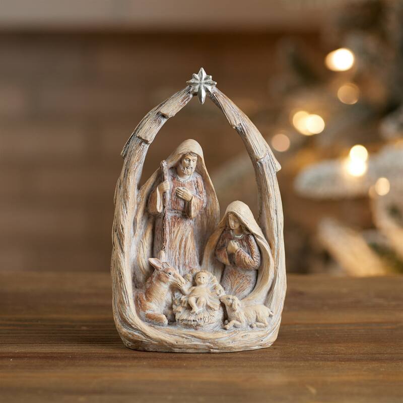 Nativity Scene Christmas Decoration - 8" - Brown and Beige