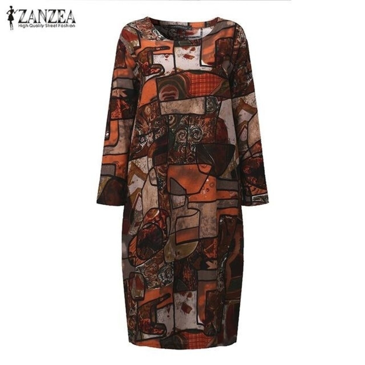 long sleeve calf length dress