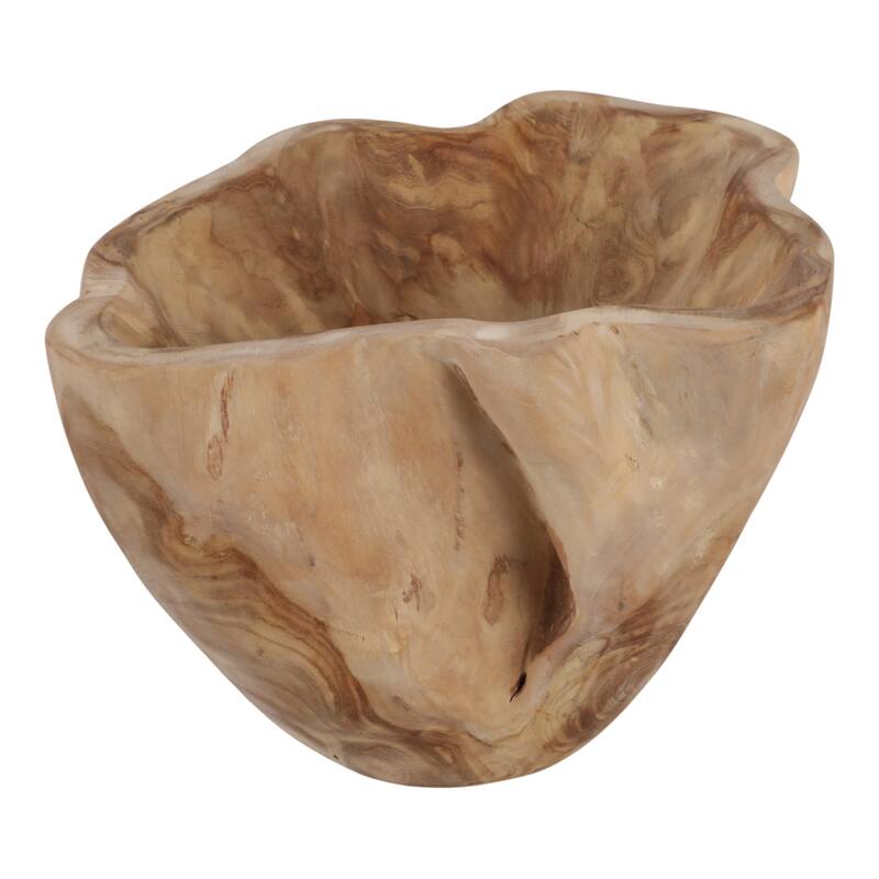 Rustic Teak Wood Hand-Carved Decorative Bowl Home Accent - 13" Brown - 13.0"