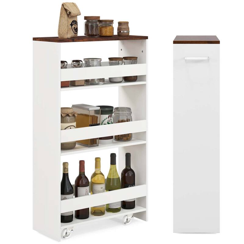 Costway 4-Tier Rolling Storage Cart 8" Slim Kitchen Cart on Wheels