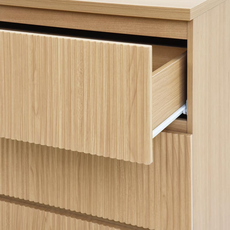 6-Drawer Storage Cabinet Dresser with Wavy Panel, Wood Clothes Organizer for Bedroom & Hallway