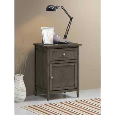 Grey Nightstand 25x19x15 Transitional Bedside Table with Three Drawers, Compact Size and Practical Bedroom Organization