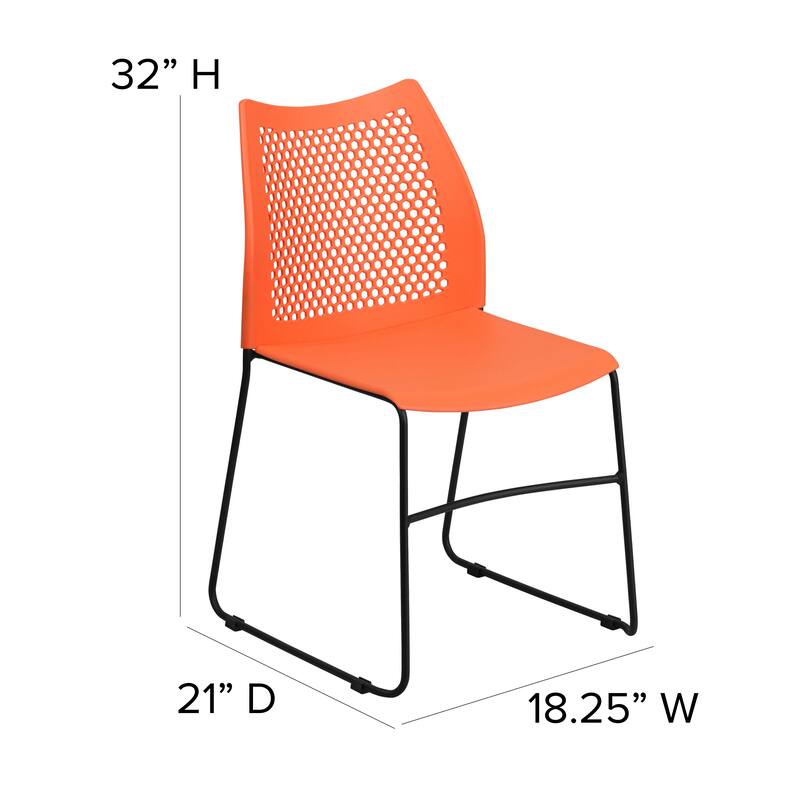 5 Pack 661 lb. Capacity Stack Chair with Air-Vent Back and Sled Base
