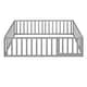 preview thumbnail 3 of 5, Gray Solid Pine Wood Floor Bed with Fence and Door, Full Size, Safe and Fun Sleeping and Play Space