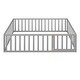 preview thumbnail 13 of 38, Safe Play Area, Full Size Wooden Floor Bed Frame with Fence and Door, Open Design Low Bed for Kids, Without Slats