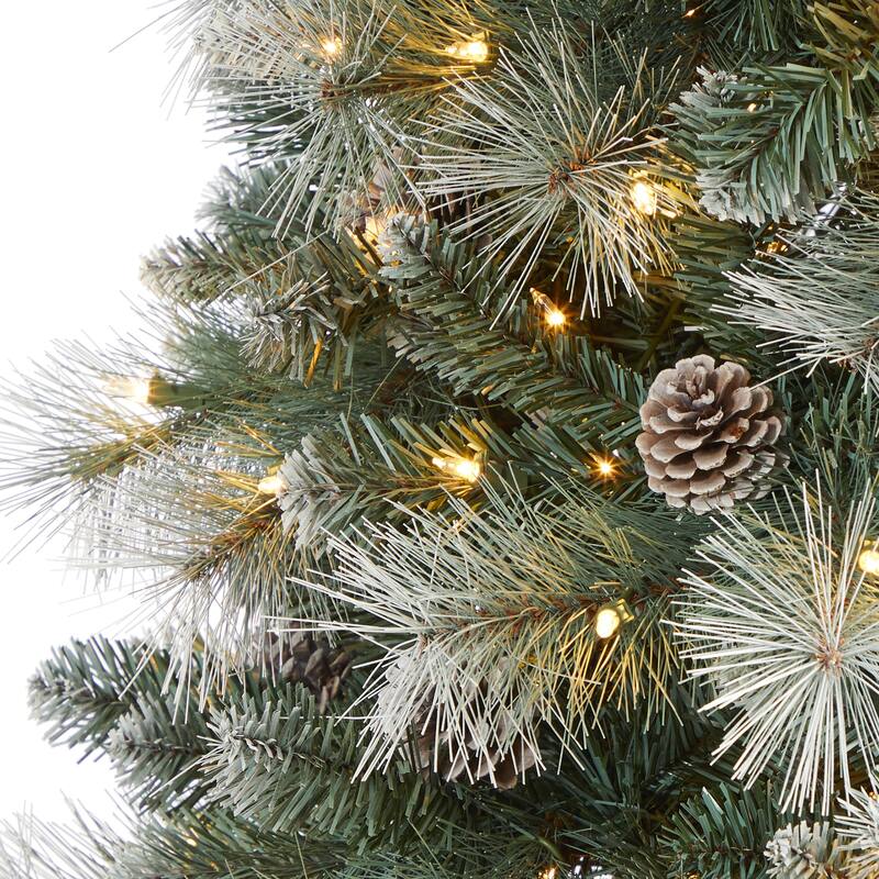 7’ Pre-Lit Brit Columbia Pine Artificial Christmas Tree, Clear LED Lights - 7 Foot