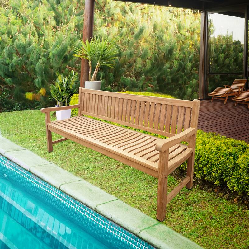 Seven Seas Teak San Juan Teak Wood Outdoor Patio Bench, 6 Foot
