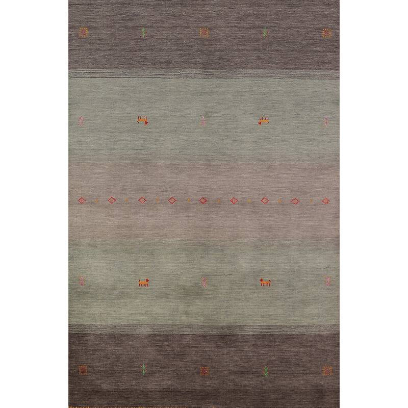 Striped Tribal Gabbeh Oriental Area Rug Handmade Wool Carpet - 4'10" x 7'10"
