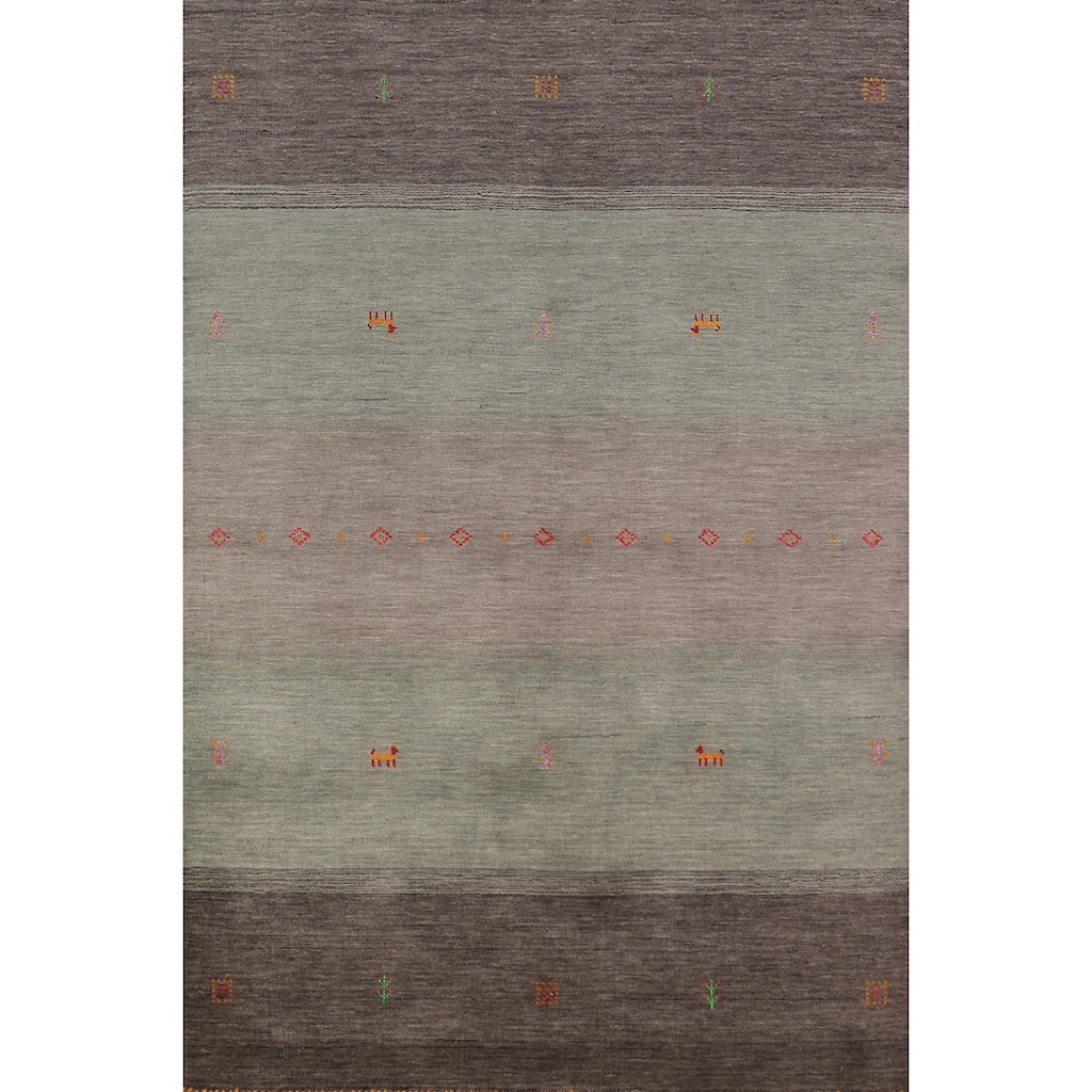 Striped Tribal Gabbeh Oriental Area Rug Handmade Wool Carpet - 4'10" x 7'10"