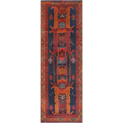 Fine Vintage Distressed Jazman Navy/Orange Runner - 3'4" x 9'11"