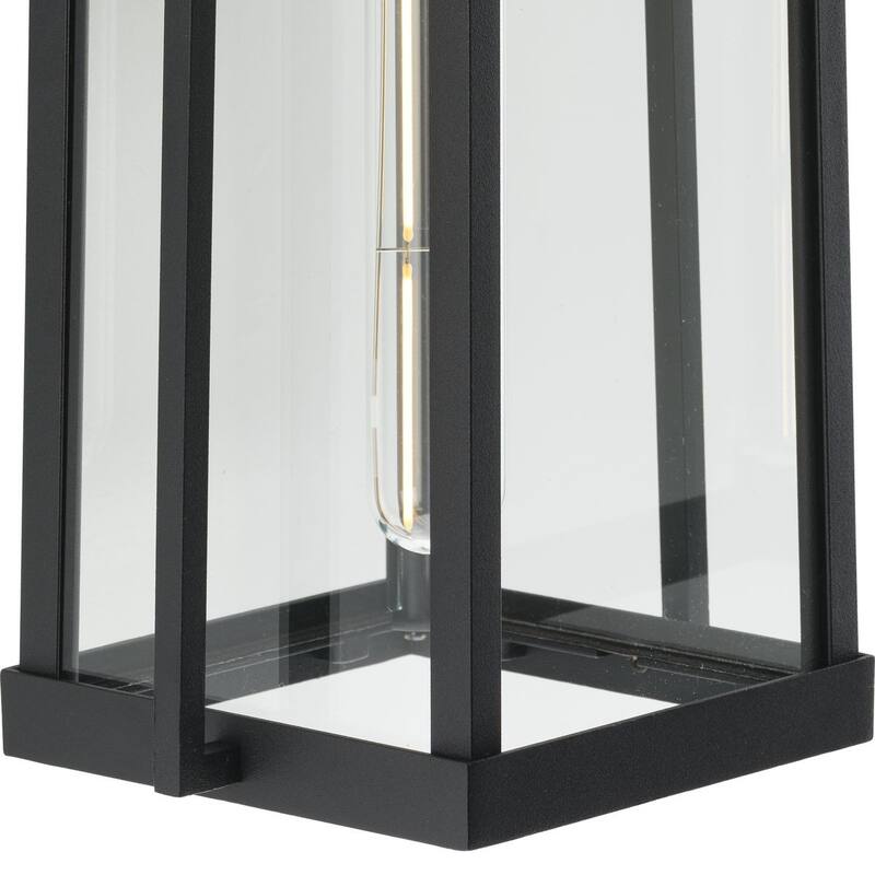 Walcott One-Light Textured Black Modern Farmhouse Outdoor Medium Wall Lantern - 7.125 in x 7.37 in x 14 in