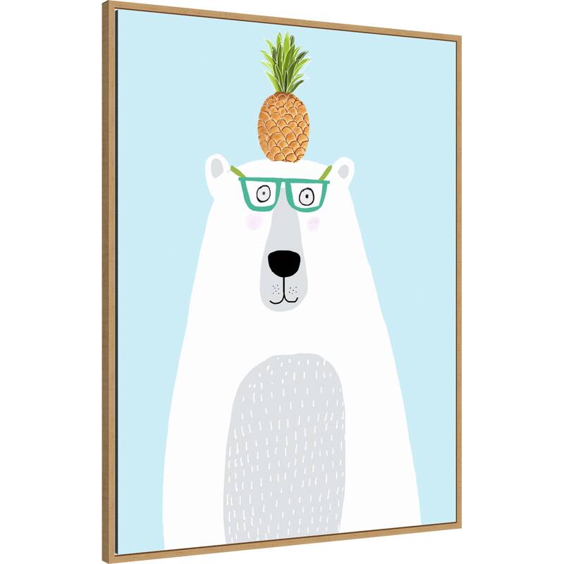 Polar Bear with Pineapple by Carla Daly Framed Canvas Wall Art Print