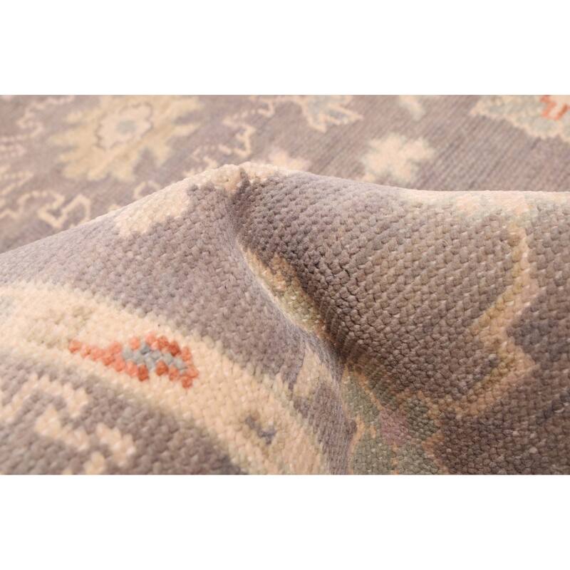 ECARPETGALLERY Hand-knotted Modern Oushak Dark Grey Wool Rug - 4'1 x 5'11