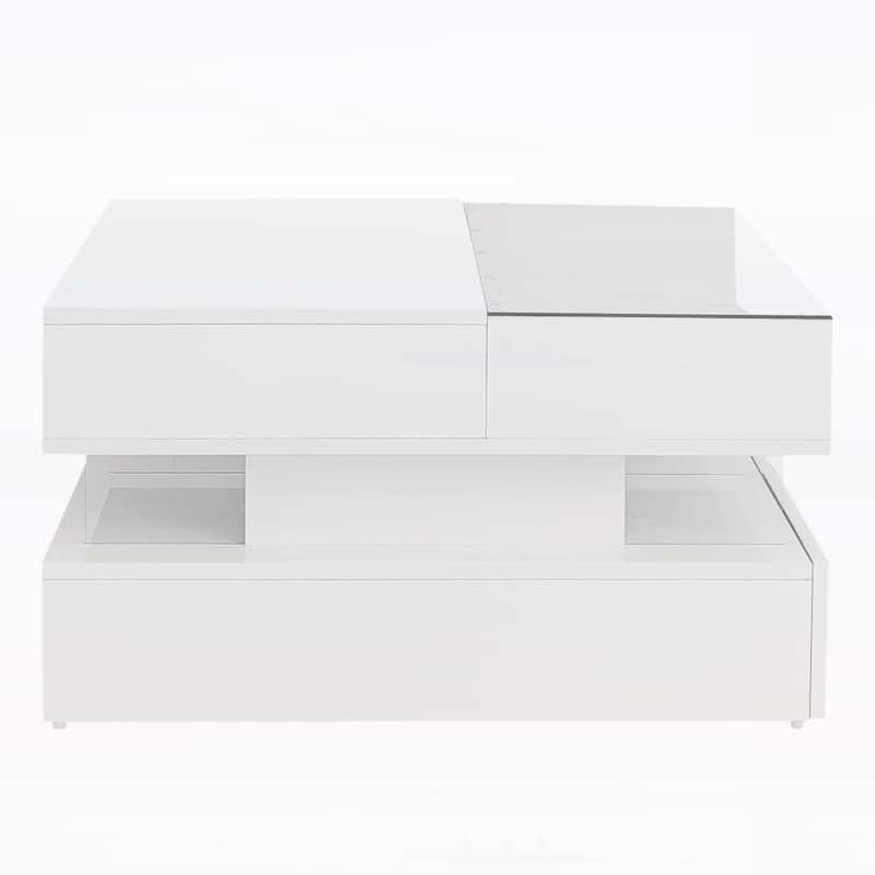 Lift-Top Coffee Table with 2 Drawers,Modern Square Design
