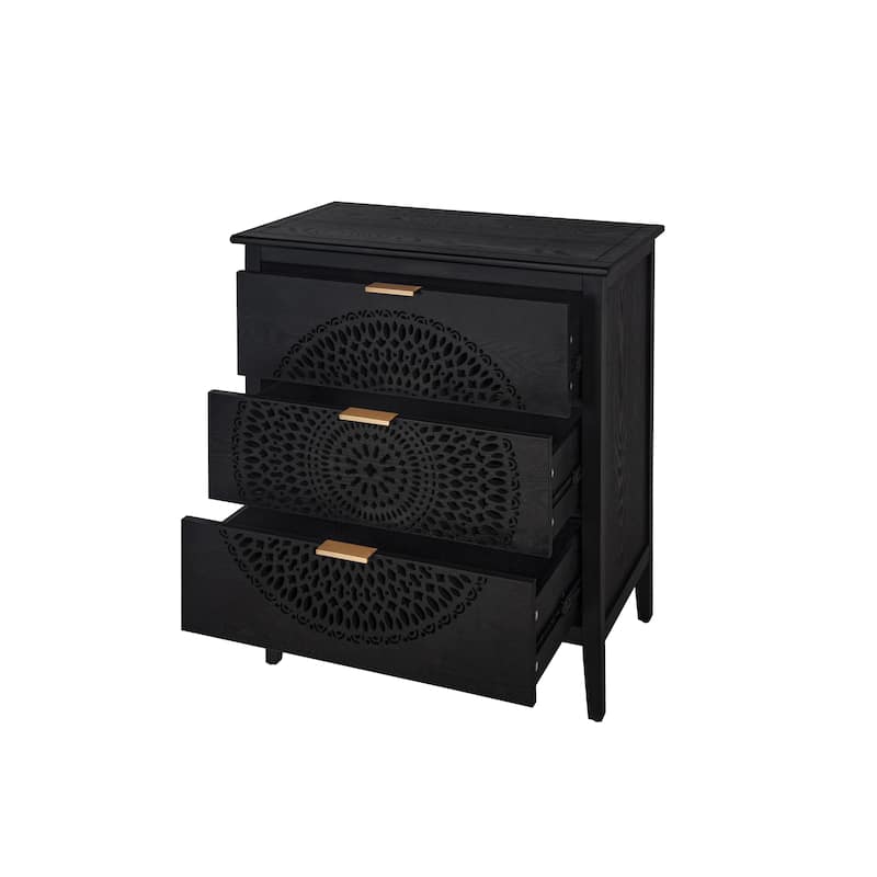 3 Drawer Dresser Storage Chest with Metal Handles