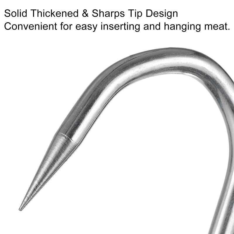 Double Meat Hooks, Galvanized Integrated Swivel Meat Hook, 4Pcs - Silver Tone