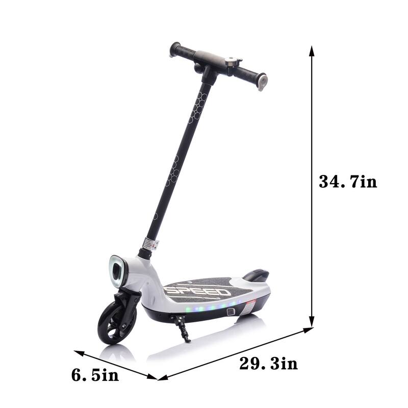 Kids Ride On Electric Scooter With Kickstand,Scooter Bell,Wider Pedal,Non-Slip Handle,Colorful LED Lights,For Kids 6+.