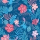 preview thumbnail 1 of 5, Disney Stitch Tropical Flowers Blue Peel and Stick Wallpaper - 216 x 20.50