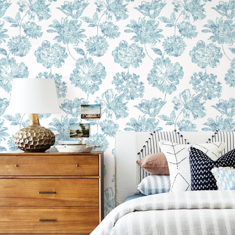 A-Street Prints Folia Blue Floral Wallpaper