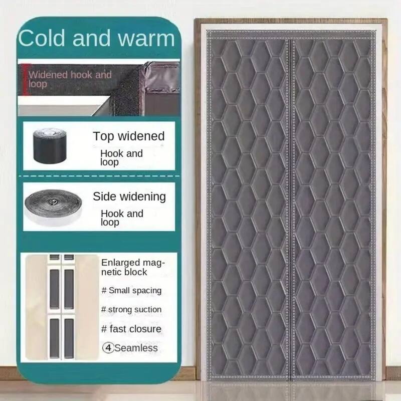 Magnetic Waterproof Thermal Insulated Door Curtain Energy-Saving Cotton Screen