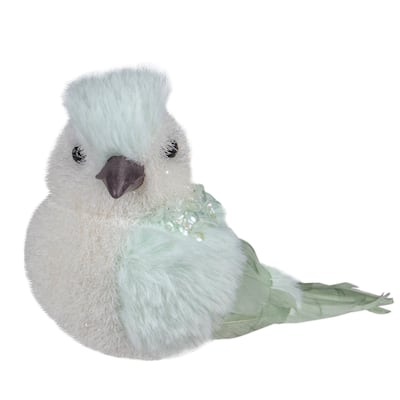3.5" Light Green Table Top Christmas Bird with Sequins