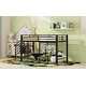 preview thumbnail 6 of 10, Twin Metal Low Loft Bed with Storage Staircase, Guardrails and Iron Mesh, Black