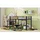 preview thumbnail 6 of 5, Twin Size Low Loft Bed Frame with Storage Staircase, Iron Mesh, Guardrails Full-length - Black Metal Bed Large Space Underneath