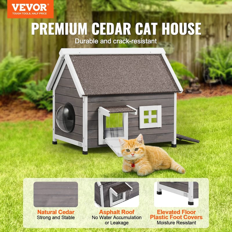 Outdoor Cat House Weatherproof Feral Cat Shelter for Multiple Cats
