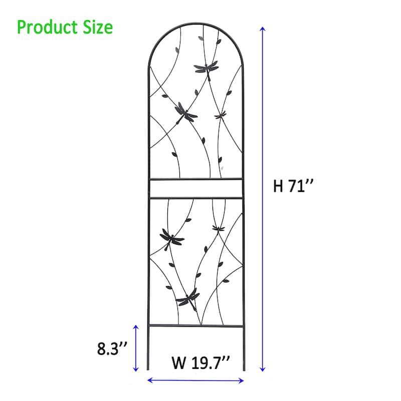 2 Pack Metal Garden Trellis Rustproof Trellis for Climbing Plants Outdoor Flower Support Dragonfly Deco Black