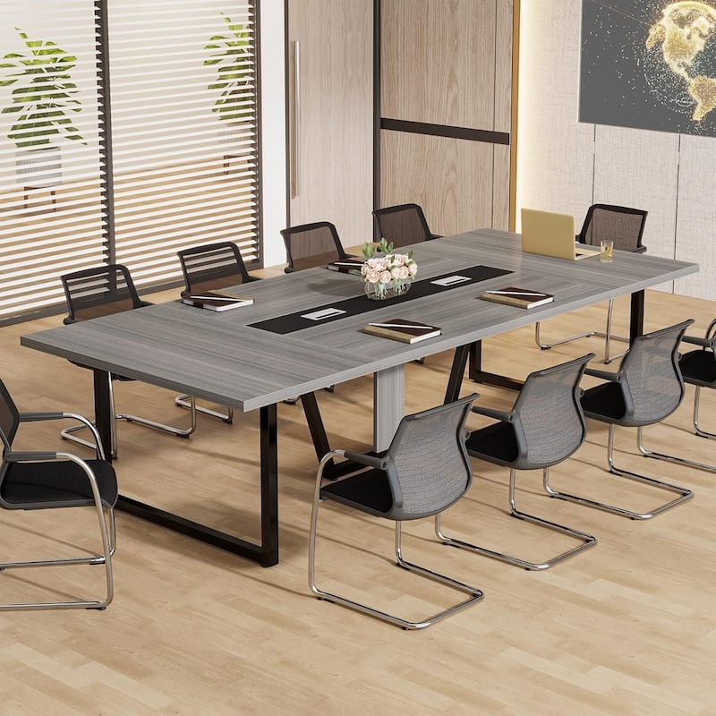 8FT Large Conference Table with Strong Metal Frame for Office Conference