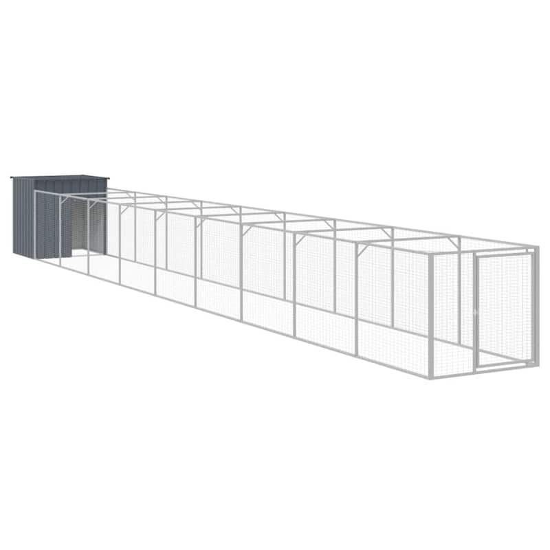 vidaXL Dog House with Run Anthracite/Light Gray multisize Galvanized Steel