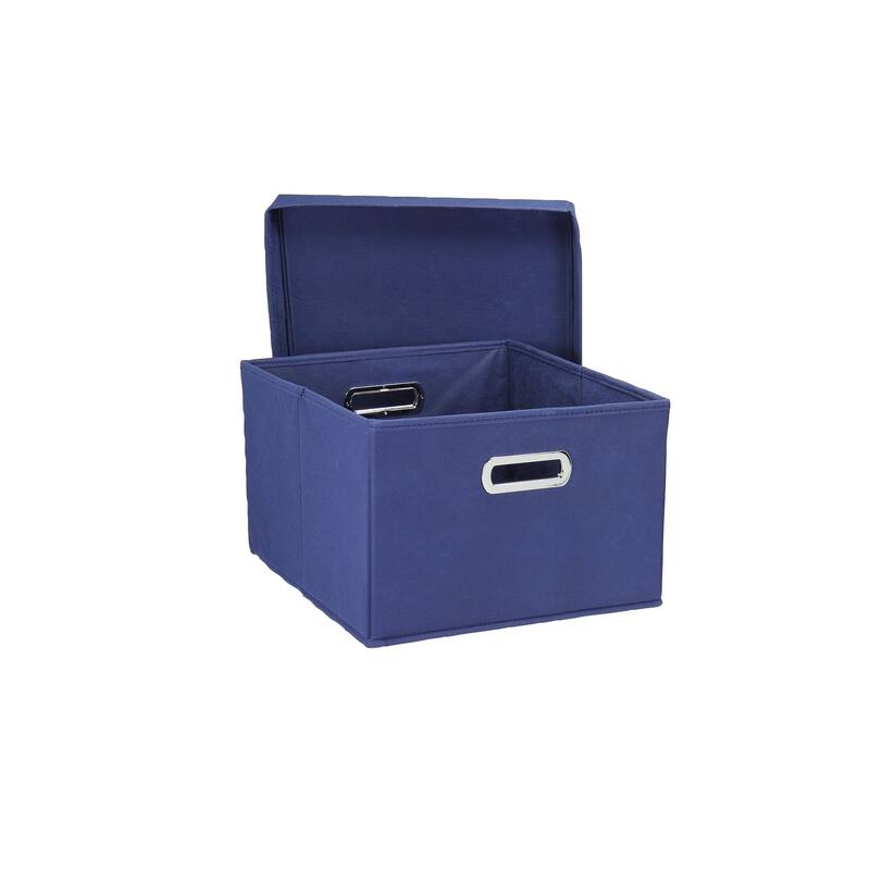 Household Essentials Storage Boxes with Lids and Durable Grommet Handles - 15.0"L x 13.0"W x 8.0"H