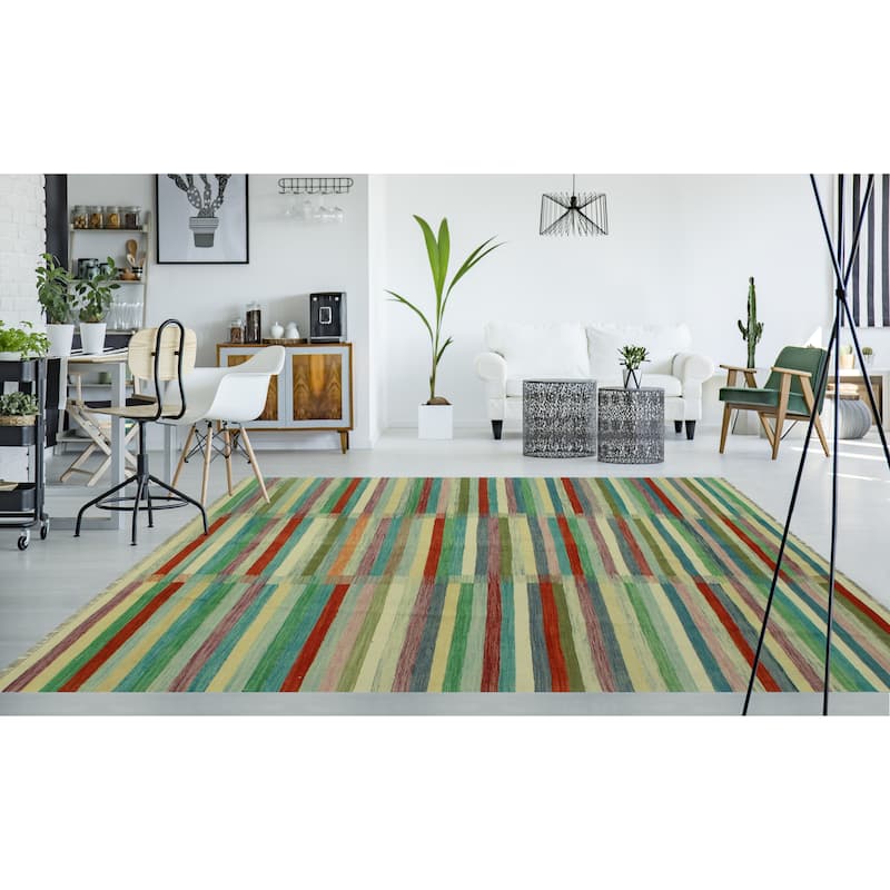 Hand-Woven Winchester Kilim Maryeli Ivory/Rust Rug - 6'6" x 10'0"